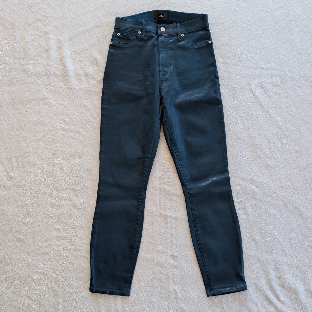 7 For All Mankind - Coated Faux Leather Ankle Skinny Jeans - Size 28